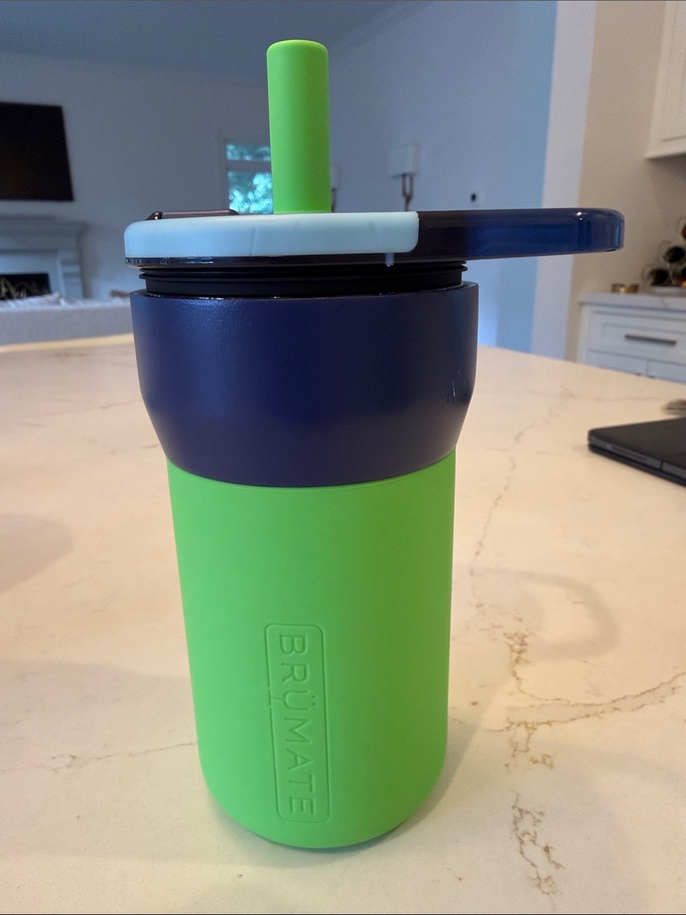 BrüMate Kids Insulated Straw Cup – Lime Green & Navy